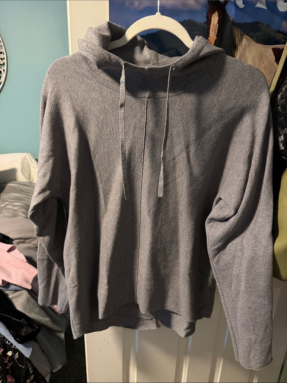 Quince Gray Hooded Cotton Blend Tunic Sweater